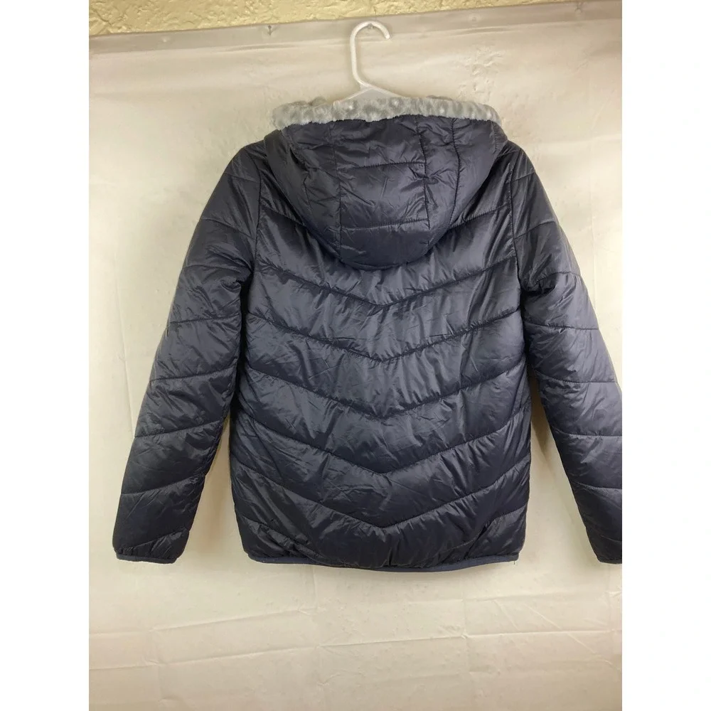 Abercrombie Girls Puffer Jacket Sz 15/16 Faux Fur Leopard Print Lined Hooded